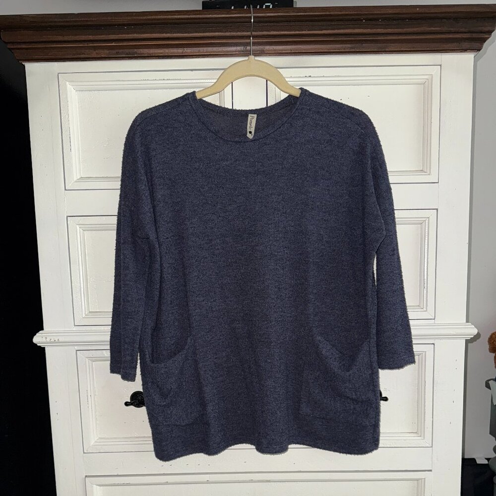Girls Pomelo Oversized Tunic Sweater Size Medium Navy Heather